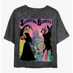Discount 🔔 Disney Princesses Sleeping Beauty Poster Mineral Wash Crop 👧 Girls T-Shirt ✨
