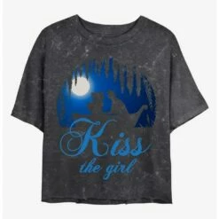Top 10 👏 Disney The Little Mermaid Kiss The Girl Vignette Mineral Wash Crop 👧 Girls T-Shirt 🥰