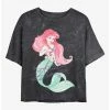 Promo 🥰 Disney The Little Mermaid Signed Ariel Mineral Wash Crop 👧 Girls T-Shirt ⭐