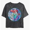 Promo ❤️ Disney The Little Mermaid Ariel Stained Glass Mineral Wash Crop 👧 Girls T-Shirt 😀