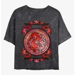 Outlet 🌟 Disney Mulan Mushu Stained Glass Mineral Wash Crop 👧 Girls T-Shirt 👍