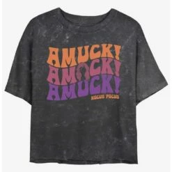 Promo 🎁 Disney Hocus Pocus Amuck, Amuck, Amuck! Mineral Wash 👧 Girls Crop T-Shirt ⌛