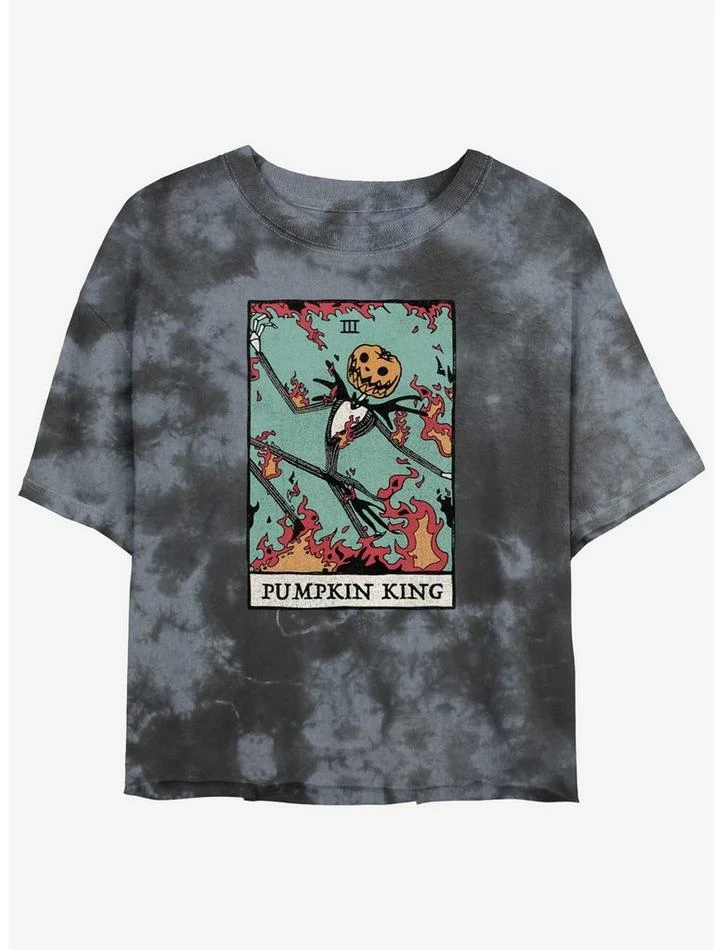 Coupon ๐ Disney The Nightmare Before ๐ Christmas Jack Pumpkin King Card Tie-Dye ๐ง Girls Crop T-Shirt ๐งจ