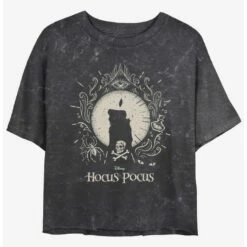 Flash Sale 🎁 Disney Hocus Pocus Black Flame Mineral Wash 👧 Girls Crop T-Shirt 😍