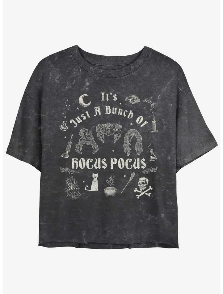 Best Sale 👍 Disney Hocus Pocus Sanderson Sisters A Bunch of Hocus Pocus Mineral Wash 👧 Girls Crop T-Shirt 🎉