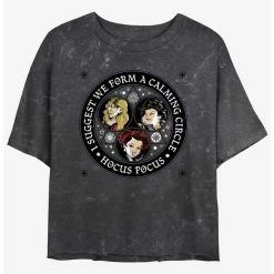 Best Sale 🛒 Disney Hocus Pocus Sanderson Sisters Calming Circle Mineral Wash 👧 Girls Crop T-Shirt 😉