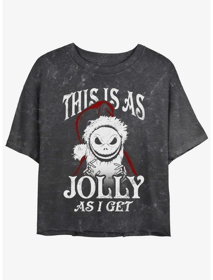 Best reviews of ๐ Disney The Nightmare Before ๐ Christmas Jolly Santa Jack Mineral Wash ๐ง Girls Crop T-Shirt ๐