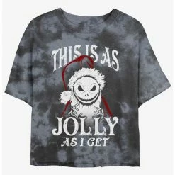 Cheap 🎉 Disney The Nightmare Before 🎁 Christmas Jolly Santa Jack Tie-Dye 👧 Girls Crop T-Shirt 😍