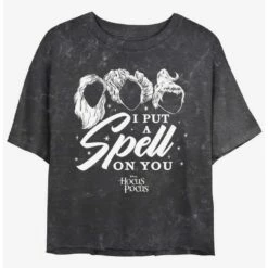 Best Sale 👏 Disney Hocus Pocus Sanderson Sisters I Put A Spell On You Mineral Wash 👧 Girls Crop T-Shirt 🌟