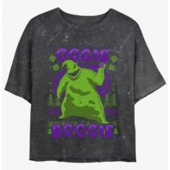 Discount 😀 Disney The Nightmare Before 🎄 Christmas Oogie Boogie 🎄 Christmas Mineral Wash 👧 Girls Crop T-Shirt 💯
