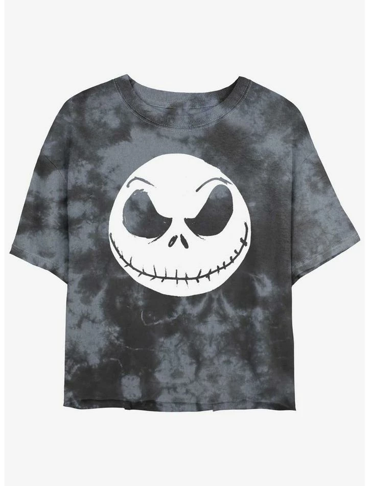 Coupon ๐ Disney The Nightmare Before โ Christmas Big Face Jack Tie-Dye ๐ง Girls Crop T-Shirt โค๏ธ