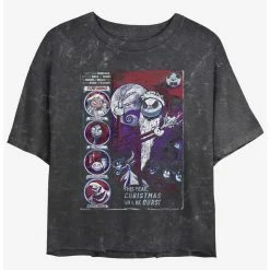 Deals 👍 Disney The Nightmare Before ❄ Christmas First Nightmare Mineral Wash 👧 Girls Crop T-Shirt ✨