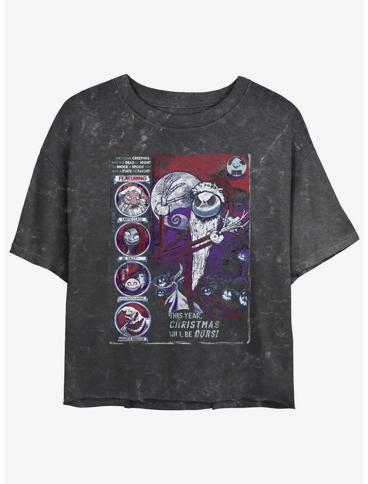 Deals 👍 Disney The Nightmare Before ❄ Christmas First Nightmare Mineral Wash 👧 Girls Crop T-Shirt ✨