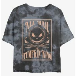 Promo 😍 Disney The Nightmare Before 🎄 Christmas Hail Jack The Pumpkin King Tie-Dye 👧 Girls Crop T-Shirt 🤩