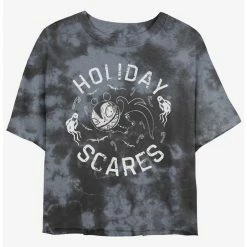 Cheapest 🤩 Disney The Nightmare Before 🔔 Christmas Holiday Scares Vampire Teddy Tie-Dye 👧 Girls Crop T-Shirt 😍