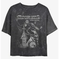 Best Sale ✔️ Disney The Nightmare Before 🎅 Christmas Jack and Boogie Mineral Wash 👧 Girls Crop T-Shirt ⭐
