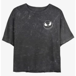 Brand new 👍 Disney The Nightmare Before 🎅 Christmas Jack Skellington Pocket Mineral Wash 👧 Girls Crop T-Shirt 🔥
