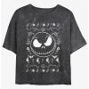 Best deal ⭐ Disney The Nightmare Before ❄ Christmas Jack Spooky Icons Mineral Wash 👧 Girls Crop T-Shirt ✔️