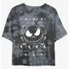Flash Sale 🛒 Disney The Nightmare Before 🎁 Christmas Jack Spooky Icons Tie-Dye 👧 Girls Crop T-Shirt 😀