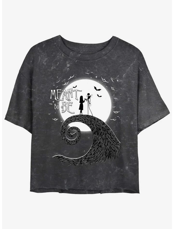 Top 10 โ Disney The Nightmare Before ๐ Christmas Jack and Sally Meant To Be Mineral Wash ๐ง Girls Crop T-Shirt ๐งจ