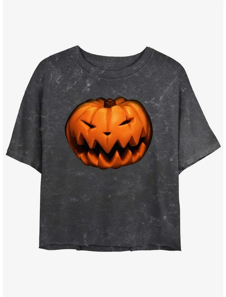 Outlet ๐ Disney The Nightmare Before ๐ Christmas Pumpkin King Mineral Wash ๐ง Girls Crop T-Shirt ๐งจ