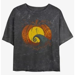 Coupon 🥰 Disney The Nightmare Before ❄ Christmas Pumpkin King Lament Mineral Wash 👧 Girls Crop T-Shirt 🔥