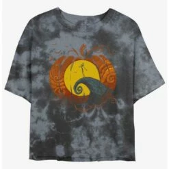 Hot Sale 😍 Disney The Nightmare Before 🎁 Christmas Pumpkin King Lament Tie-Dye 👧 Girls Crop T-Shirt 🔥