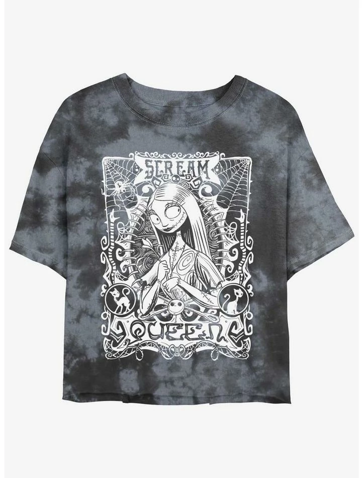 Buy 🌟 Disney The Nightmare Before 🔔 Christmas Sally Scream Queen Tie-Dye 👧 Girls Crop T-Shirt ⌛