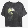 Best deal ⌛ Disney The Nightmare Before 🎁 Christmas Jack On Spiral Hill Mineral Wash 👧 Girls Crop T-Shirt 🎁