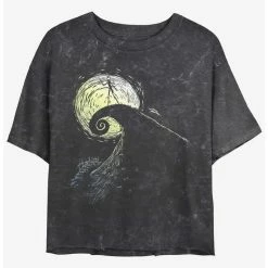 Best deal ⌛ Disney The Nightmare Before 🎁 Christmas Jack On Spiral Hill Mineral Wash 👧 Girls Crop T-Shirt 🎁