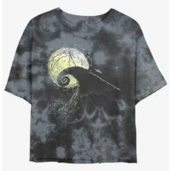 Cheap ❤️ Disney The Nightmare Before 🎅 Christmas Jack On Spiral Hill Tie-Dye 👧 Girls Crop T-Shirt ⭐