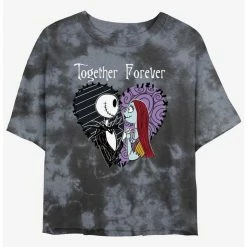 Brand new 🛒 Disney The Nightmare Before 🎅 Christmas Jack and Sally Together Forever Tie-Dye 👧 Girls Crop T-Shirt 😀