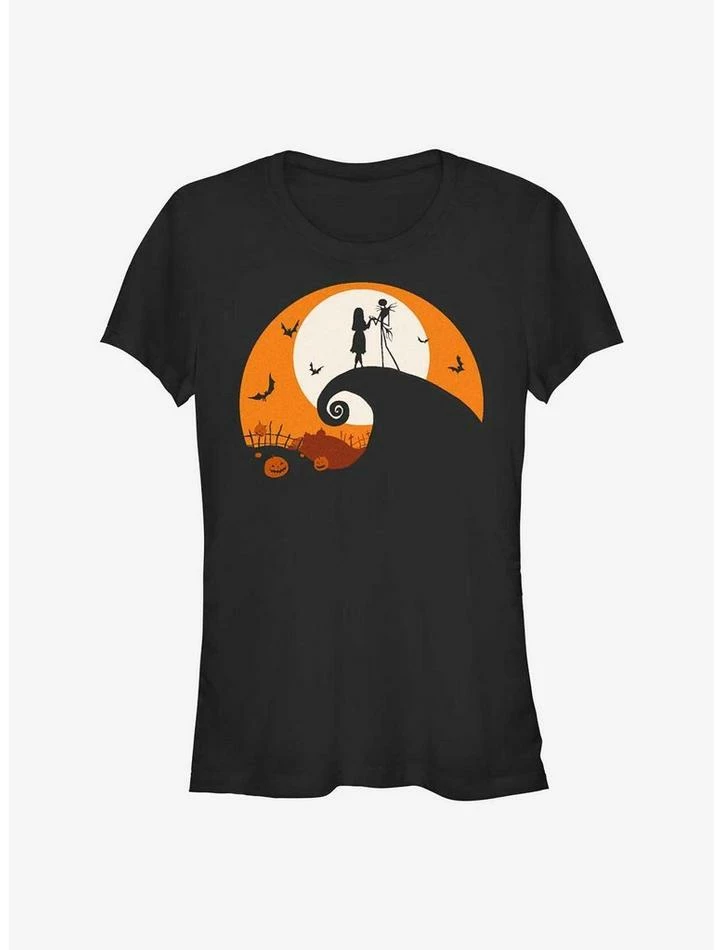 Best Sale ๐ฅฐ Disney The Nightmare Before โ Christmas Jack and Sally Haunt Hill ๐ง Girls T-Shirt ๐งจ