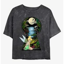 Budget 🎉 Disney Tinker Bell Keyhole To Neverland Mineral Wash 👧 Girls Crop T-Shirt ✔️