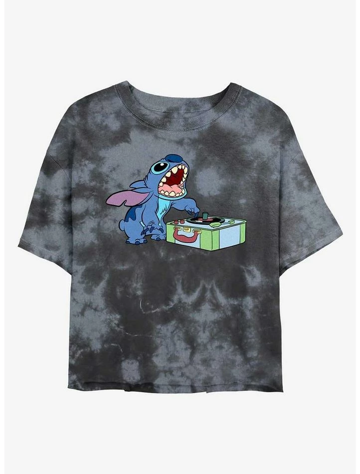 Budget 🔔 Disney Lilo & Stitch DJ Stitch Tie-Dye 👧 Girls Crop T-Shirt ✔️