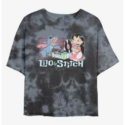 Cheap 🌟 Disney Lilo & Stitch Duo Records Tie-Dye 👧 Girls Crop T-Shirt ⌛