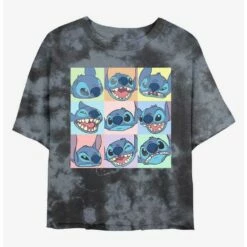Cheap 😍 Disney Lilo & Stitch Expressions Tie-Dye 👧 Girls Crop T-Shirt ⭐