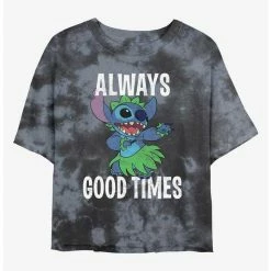 New 🥰 Disney Lilo & Stitch Always Good Times Tie-Dye 👧 Girls Crop T-Shirt 🌟