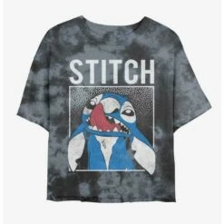 Discount 👍 Disney Lilo & Stitch In My Head Tie-Dye 👧 Girls Crop T-Shirt 🎉