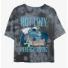 Best Sale 👏 Disney Lilo & Stitch Lazy Energy Tie-Dye 👧 Girls Crop T-Shirt 🧨