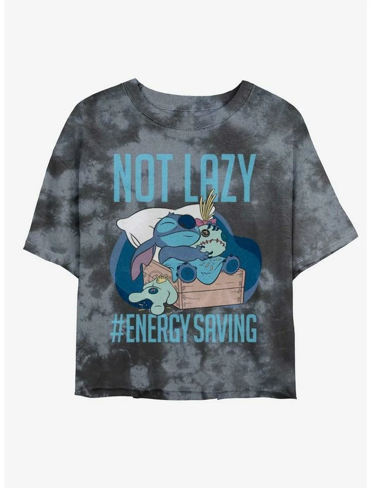 Best Sale ๐ Disney Lilo & Stitch Lazy Energy Tie-Dye ๐ง Girls Crop T-Shirt ๐งจ