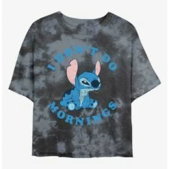 Deals 🎁 Disney Lilo & Stitch I Don't Do Mornings Tie-Dye 👧 Girls Crop T-Shirt 😉