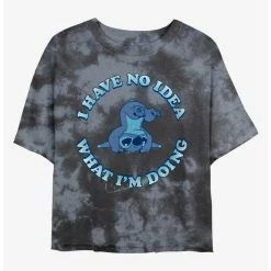 New 🧨 Disney Lilo & Stitch No Idea Tie-Dye 👧 Girls Crop T-Shirt ⌛