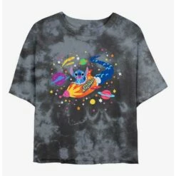 Flash Sale ✔️ Disney Lilo & Stitch Rocket Space Adventure Tie-Dye 👧 Girls Crop T-Shirt ⌛