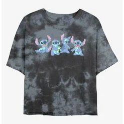Coupon 💯 Disney Lilo & Stitch Stitches Tie-Dye 👧 Girls Crop T-Shirt 🛒