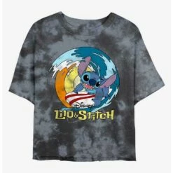 Buy ⌛ Disney Lilo & Stitch Surf's Up Tie-Dye 👧 Girls Crop T-Shirt 🧨