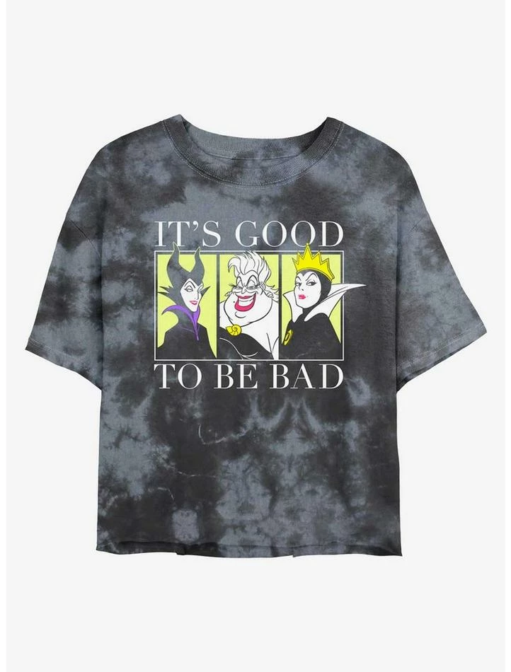 Top 10 โ๏ธ Disney Villains Good To Be Bad Tie-Dye ๐ง Girls Crop T-Shirt ๐