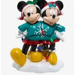 Deals ⌛ Disney Mickey Mouse & Minnie Mouse Holiday Sweater Light-Up Garden Statue 🤩