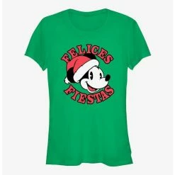 Budget 🌟 Disney Mickey Mouse Felices Fiestas Happy Holidays in Spanish 👧 Girls T-Shirt 🥰