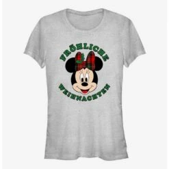 Deals 🌟 Disney Minnie Mouse Frohliche Weihnachten Merry 🎄 Christmas in German 👧 Girls T-Shirt 🥰